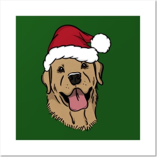 Santa Yellow Labrador Posters and Art